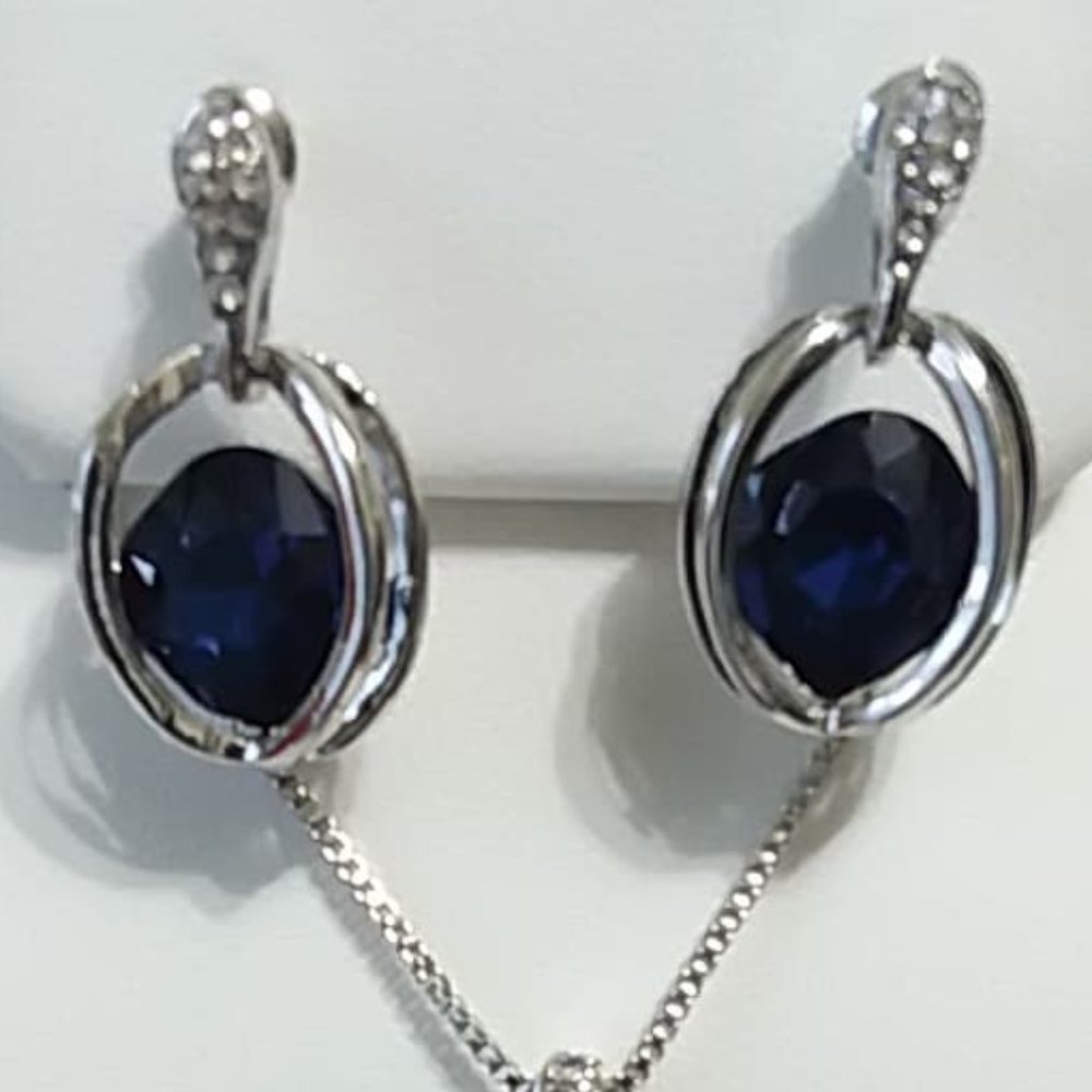Jewelry Set - Sapphire Earrings/Necklace - Picture 3 of 4